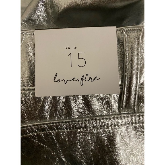 NWT Love, Fire Faux Leather Pants 15 Juniors Metallic Bootcut Flare High Waist - Picture 5 of 5